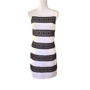 White House Black Market Womens Sleeveless Sheath Dress White Black Lace 4